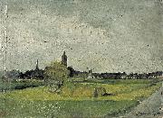 Theo van Doesburg Landschap met hooikar, kerktorens en molen. china oil painting artist